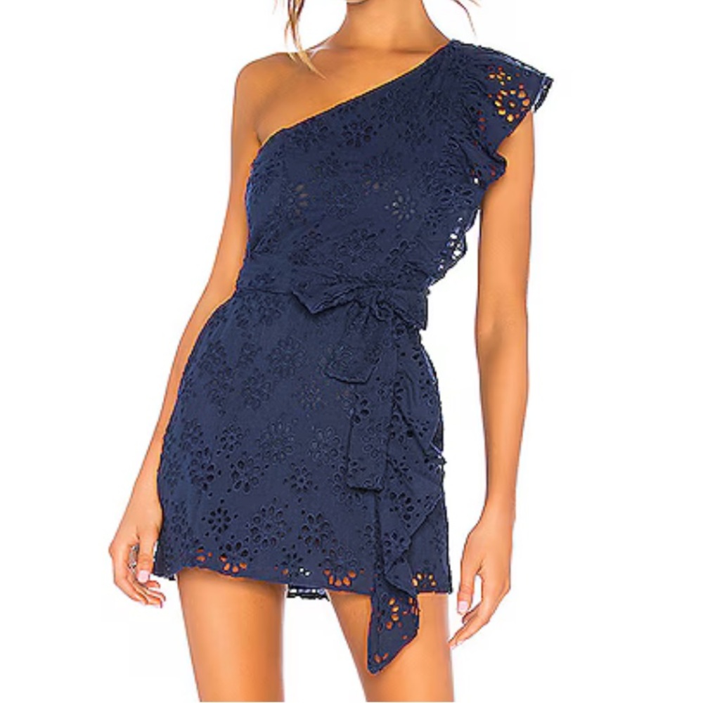 Lovers + Friends Seana Blue One Shoulder Mini Dress